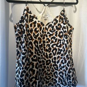 J. Crew Black and Brown Camisole Leopard Print Top